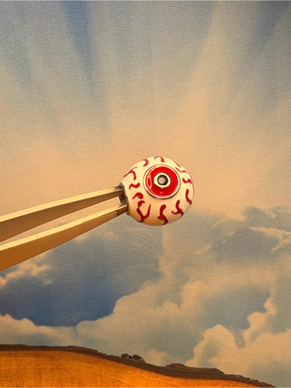 Sterling silver bloodshot eyeball charm bead